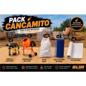 PACK HORMIGONERA + MARTILLO 6J + 20 BOLSAS ESCOMBRO + 2 MALLAS + 2 VELOS