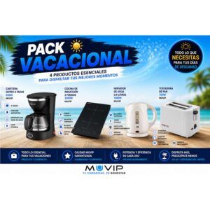 PACK VACACIONAL COCINA INDUCCION + CAFETERA + HERVIDOR + TOSTADORA MUVIP