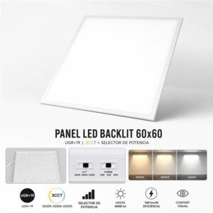 PANEL LED 60X60 BLACKLIT UGR<19 3CCT + SELECTOR DE POTENCIA ELBAT