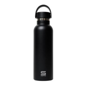 BOTELLA TERMO 600ML ACERO INOXIDABLE BASE SILICONA NEGRO SAFTA