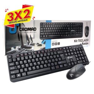 KIT TECLADO + RATÓN CON CABLE USB CROMAD (3 X 2)