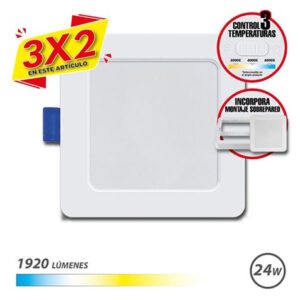 DOWNLIGHT CUADRADO 24W | 1920LM 3 TEMPERATURAS + SOBREPARED ELBAT (3 X 2)