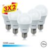 PACK 5 BOMBILLAS LED A60 | 15W | 1350LM | E27 | LUZ FRIA | ELBAT (3 X 2)