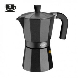 CAFETERA ALUMINIO 3 TAZAS VITRO NOIR NEGRO MONIX