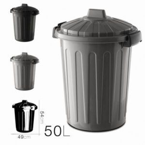 CUBO DE BASURA CON TAPA GRIS 50 LITROS OSKAR