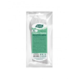 PACK 25 CUCHARAS PLASTICAS REUTILIZABLES BLANCAS ALGON