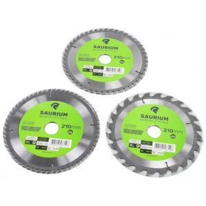 PACK 3 DISCOS CORTE MADERA PARA SIERRAS 210MM. SAURIUM