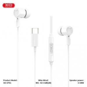 AURICULARES CON Y MICROFONO CABLE TIPO C EP81 BLANCO XO