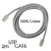 CABLE DE RED UTP CAT 6 2M GRIS CLARO 100% COBRE CROMAD