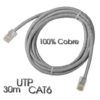 CABLE DE RED UTP CAT 6 30M GRIS CLARO 100% COBRE CROMAD