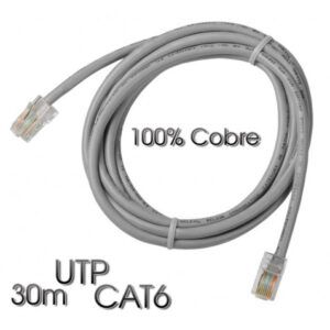 CABLE DE RED UTP CAT 6 30M GRIS CLARO 100% COBRE CROMAD