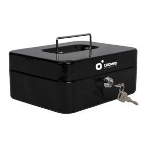 CAJA DE CAUDALES METÁLICA CON LLAVE 9X20X16CM 3 COMPARTIMENTOS CROMAD