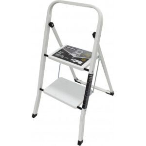 ESCALERA DOMESTICA ACERO 2 PELDAÑOS MADER