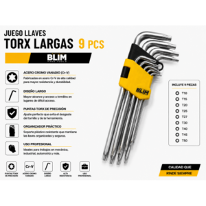 JUEGO LLAVES TORX LARGAS 9 PCS BLIM