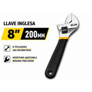 LLAVE INGLESA 8" 200MM CON MANGO RECUBIERTO BLIM