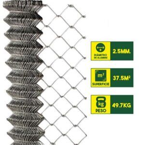 MALLA DE VALLADO GALVANIZADA 60X60X2.5MM 1.5X25 METROS SUNGARDEN
