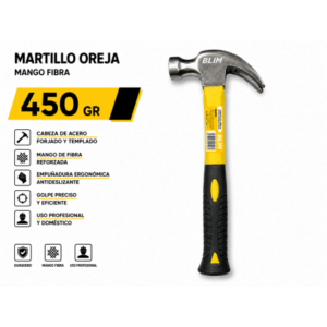 MARTILLO OREJA MANGO FIBRA 450GR BLIM