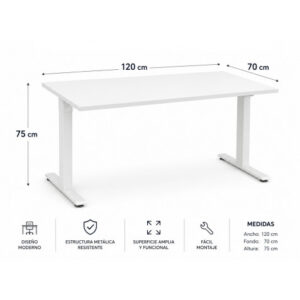 MESA DE OFICINA 120X70X75CM BLANCA CROMAD