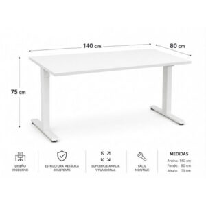 MESA DE OFICINA 140X80X75CM BLANCA CROMAD