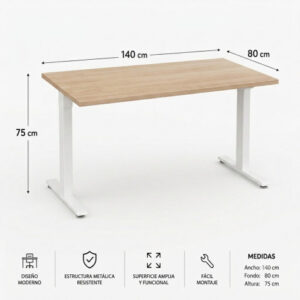 MESA DE OFICINA 140X80X75CM NOGAL CROMAD