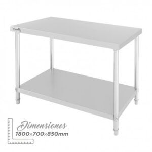 MESA DE TRABAJO ACERO INOXIDABLE 180X70X85CM CHEF PRO