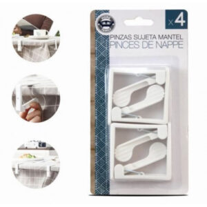 PACK 4 PINZAS SUJETAMANTELES BLANCOS 5.5X1.5CM