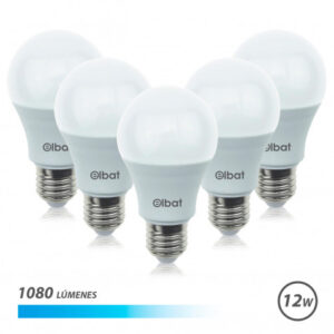 PACK 5 BOMBILLAS LED A60 | 12W | 1080LM | E27 | LUZ FRIA | ELBAT