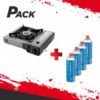 PACK COCINA GAS PORTATIL DOBLE MUVIP + 4 CARTUCHOS DE GAS 250GR CAMPINGAZ