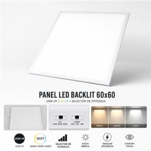 PANEL LED 60X60 BLACKLIT UGR 19 3CCT + SELECTOR DE POTENCIA ELBAT